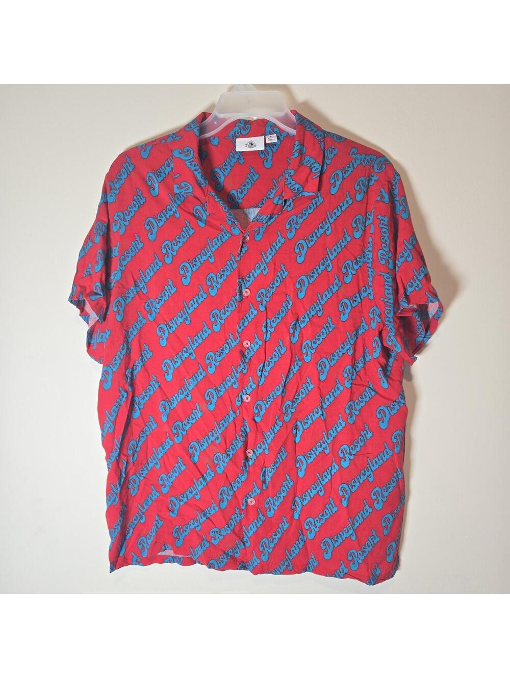 Disney Parks Walt Disney World Camp Aloha Hawaiian Shirt Red/Teal Men's L